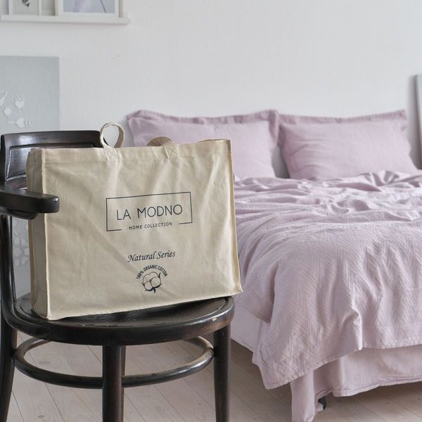 Постільна білизна жакардова 200x220 LA MODNO JACQUARD STONEWASHED Lilac Marble лілова 200434 фото