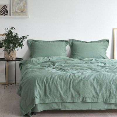 Постільна білизна жакардова 200x220 LA MODNO JACQUARD STONEWASHED Sage Green зелена 200435 фото