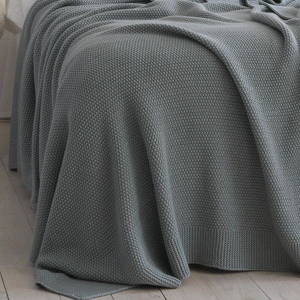 Покривало 170x240 LA MODNO Corn Green Gray (50% бавовна, 50% акрил) сіро-зелене 200374 фото