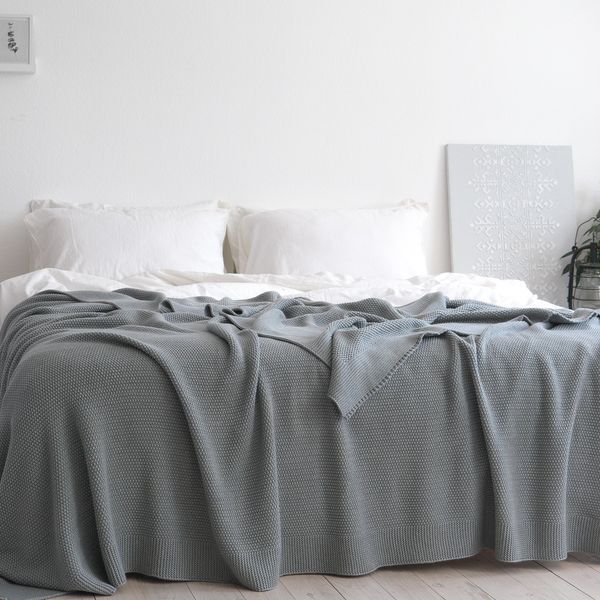 Покривало 170x240 LA MODNO Corn Green Gray (50% бавовна, 50% акрил) сіро-зелене 200374 фото