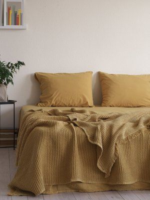 Покривало 220х240 LA MODNO PIKE STONEWASHED GOLDEN YELLOW жовте  200386 фото
