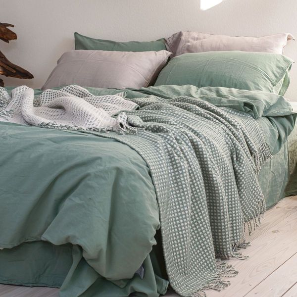 Покривало 200х220 LA MODNO COSY Green-Ecru зелене 200291 фото