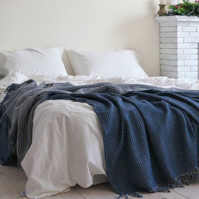 Покривало 200х220 LA MODNO COSY Dark Blue-Sky Gray синє 200292 фото