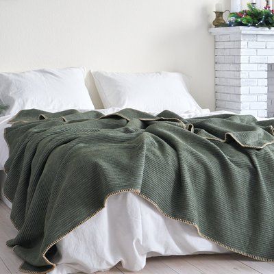Покривало 200x220 LA MODNO GRAIN Green (50% бавовна, 30% акрил, 20% поліестер) 200288 фото