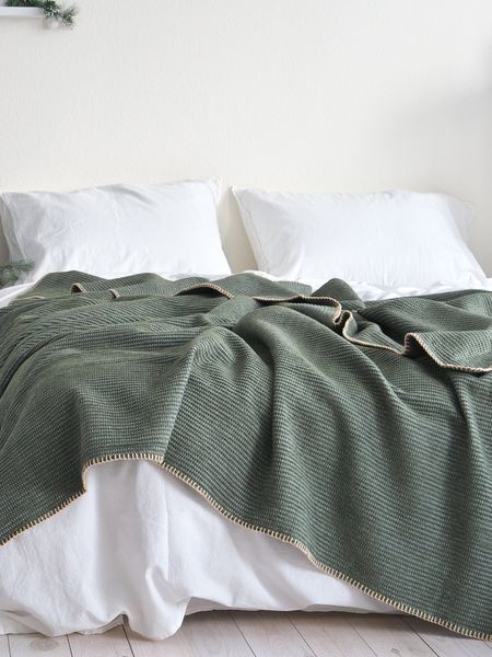Покривало 200x220 LA MODNO GRAIN Green (50% бавовна, 30% акрил, 20% поліестер) 200288 фото