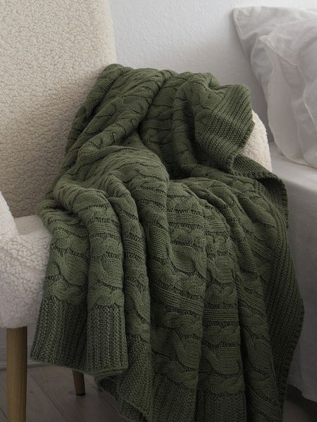 Покривало в'язане 170x240 LA MODNO GENOVA Olive (50% бавовна, 50% акрил) 200263 фото