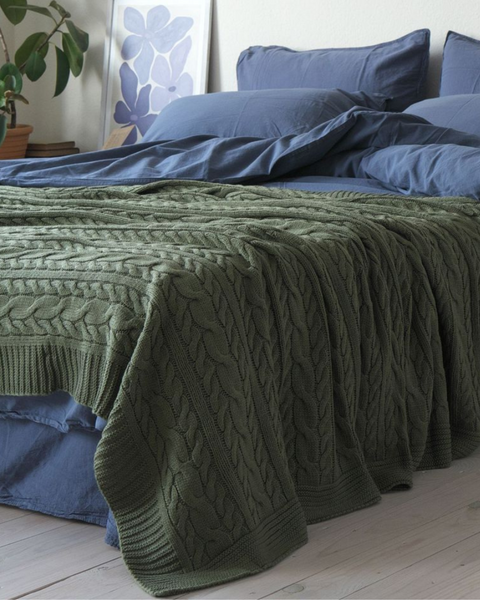 Покривало в'язане 170x240 LA MODNO GENOVA Olive (50% бавовна, 50% акрил) 200263 фото