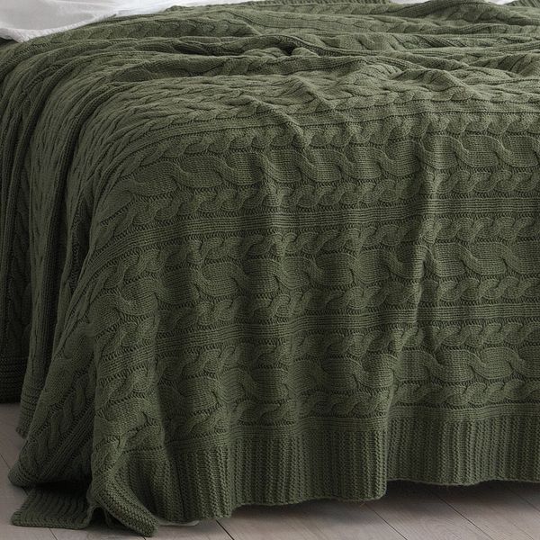 Покривало в'язане 170x240 LA MODNO GENOVA Olive (50% бавовна, 50% акрил) 200263 фото
