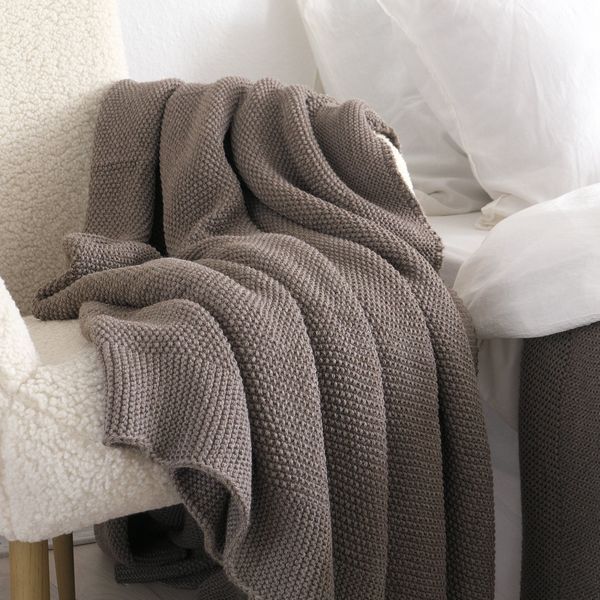 Покривало в'язане 220x240 LA MODNO CORN Mink (50% бавовна, 50% акрил) коричневе 200337 фото