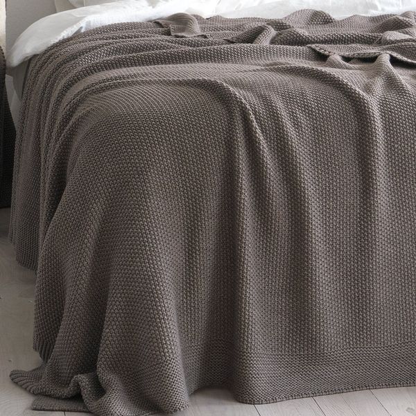 Покривало в'язане 220x240 LA MODNO CORN Mink (50% бавовна, 50% акрил) коричневе 200337 фото
