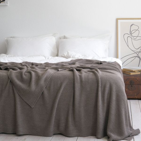 Покривало в'язане 170x240 LA MODNO CORN Mink (50% бавовна, 50% акрил) коричневе 200336 фото