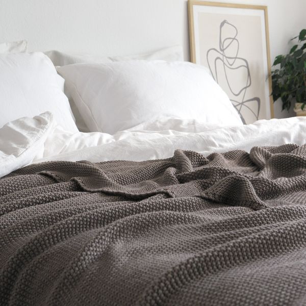 Покривало в'язане 170x240 LA MODNO CORN Mink (50% бавовна, 50% акрил) коричневе 200336 фото