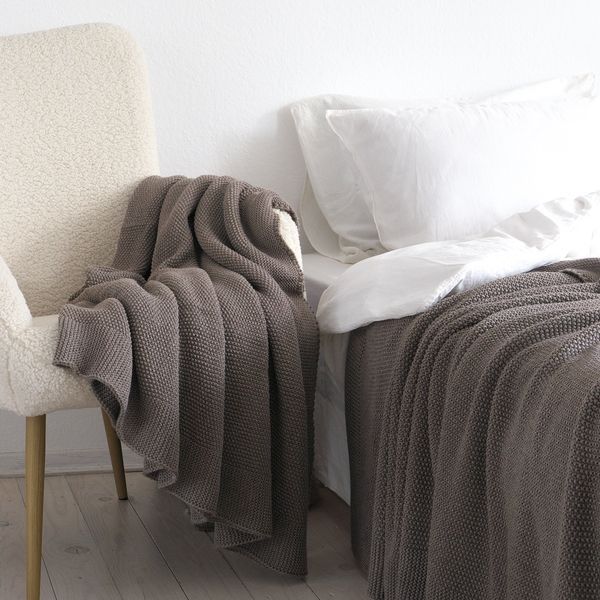 Покривало в'язане 170x240 LA MODNO CORN Mink (50% бавовна, 50% акрил) коричневе 200336 фото