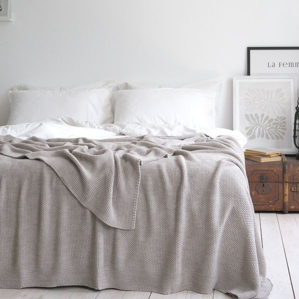 Покривало в'язане 170x240 LA MODNO CORN Beige (50% бавовна, 50% акрил) бежеве 200254 фото