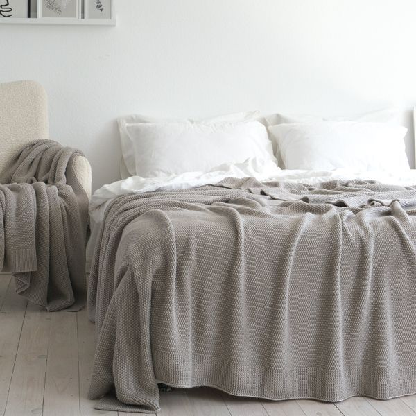 Покривало в'язане 170x240 LA MODNO CORN Beige (50% бавовна, 50% акрил) бежеве 200254 фото