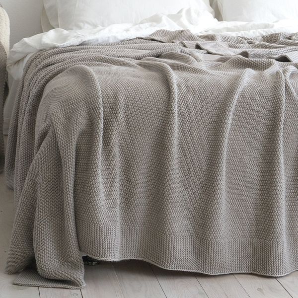 Покривало в'язане 170x240 LA MODNO CORN Beige (50% бавовна, 50% акрил) бежеве 200254 фото