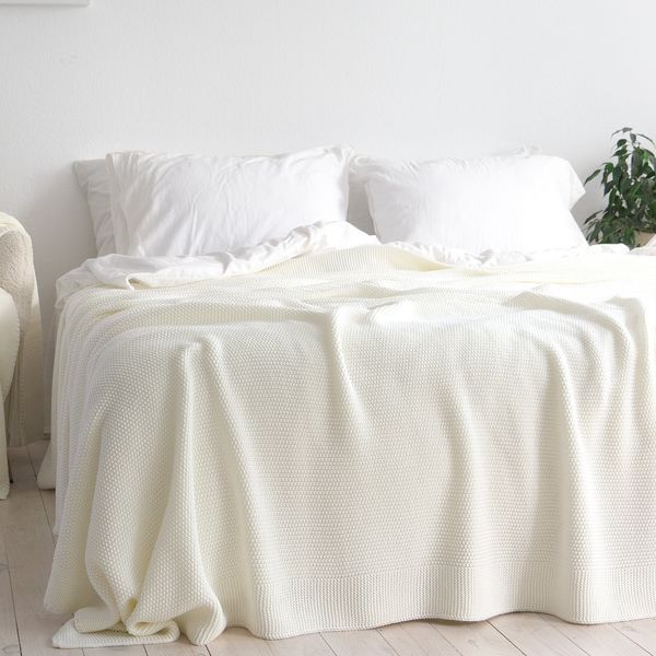 Покривало 170x240 LA MODNO Corn Milk (50% бавовна, 50% акрил) молочне 200349 фото