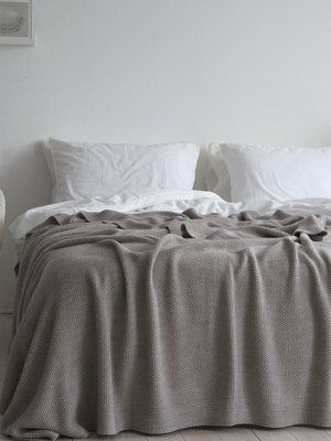Покривало в'язане 220x240 LA MODNO CORN Beige (50% бавовна, 50% акрил) бежеве 200253 фото