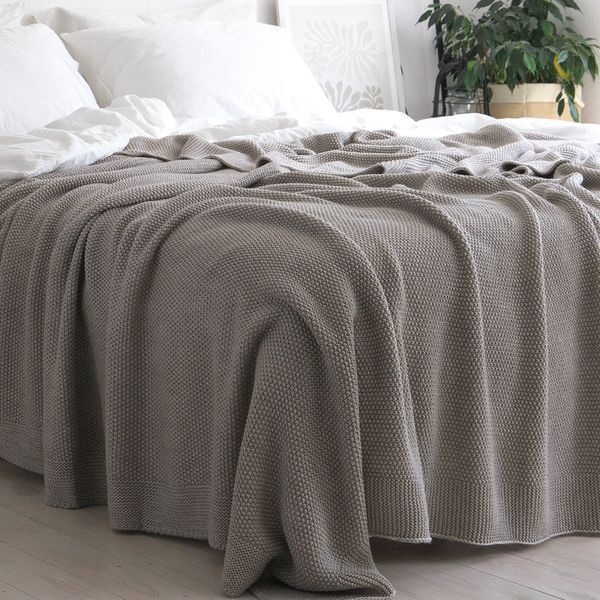 Покривало в'язане 220x240 LA MODNO CORN Beige (50% бавовна, 50% акрил) бежеве 200253 фото