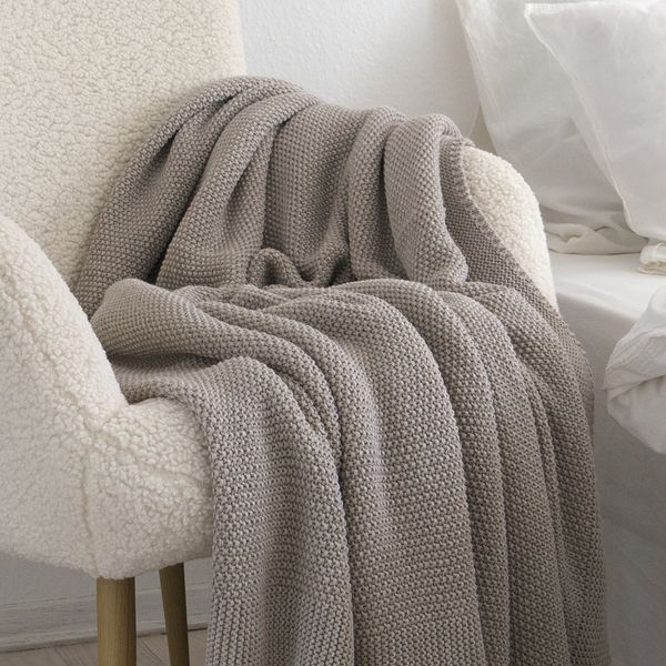 Покривало в'язане 220x240 LA MODNO CORN Beige (50% бавовна, 50% акрил) бежеве 200253 фото