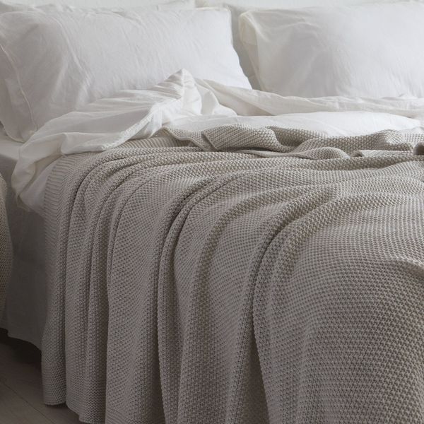 Покривало в'язане 170x240 LA MODNO CORN Natural Linen (50% бавовна, 50% акрил) лляне 200243 фото