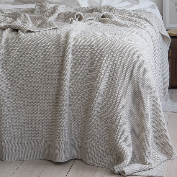Покривало в'язане 170x240 LA MODNO CORN Natural Linen (50% бавовна, 50% акрил) лляне 200243 фото