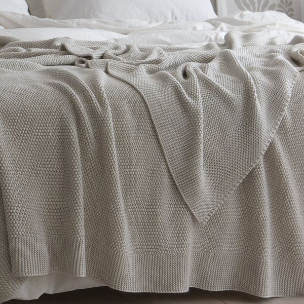 Покривало в'язане 170x240 LA MODNO CORN Natural Linen (50% бавовна, 50% акрил) лляне 200243 фото