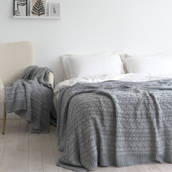 Покривало 170x240 LA MODNO Genova Gray (50% бавовна, 50% акрил) сіре 200345 фото