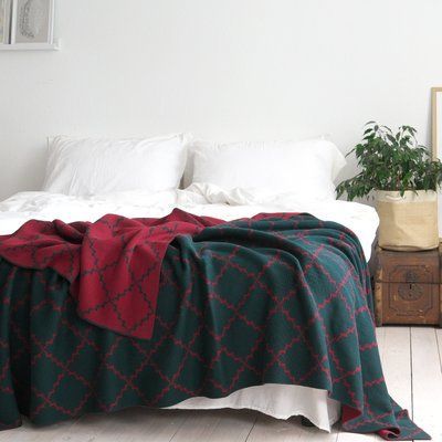 Покривало бавовняне 150x200 LA MODNO DIAMOND Green-Burgundy (100% бавовна) зелене 200261 фото