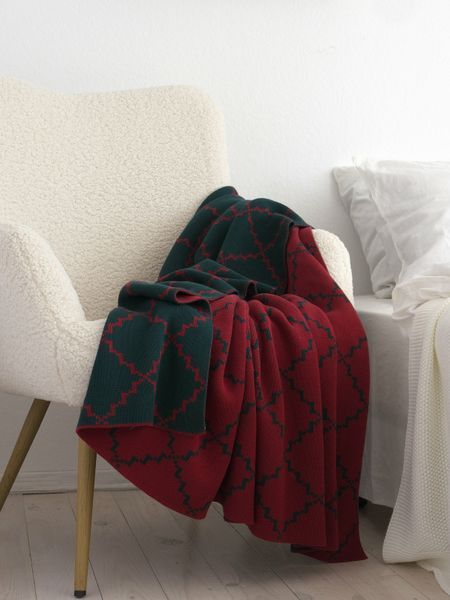 Покривало бавовняне 150x200 LA MODNO DIAMOND Green-Burgundy (100% бавовна) зелене 200261 фото