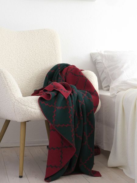 Покривало бавовняне 150x200 LA MODNO DIAMOND Green-Burgundy (100% бавовна) зелене 200261 фото