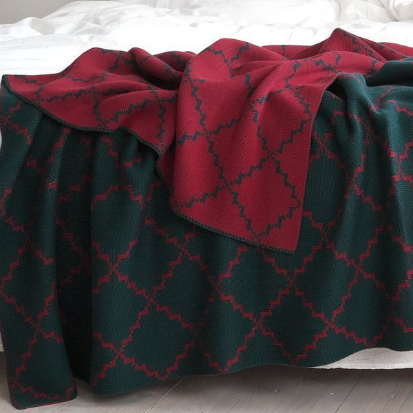 Покривало бавовняне 150x200 LA MODNO DIAMOND Green-Burgundy (100% бавовна) зелене 200261 фото