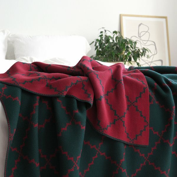 Покривало бавовняне 150x200 LA MODNO DIAMOND Green-Burgundy (100% бавовна) зелене 200261 фото