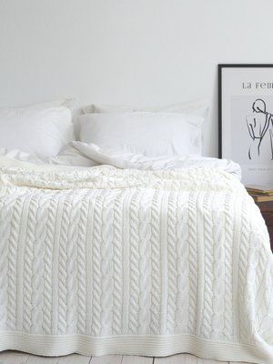 Покривало в'язане 170x240 LA MODNO GENOVA Milk (50% бавовна, 50% акрил) молочне 200248 фото