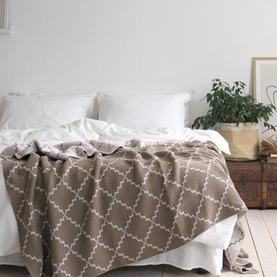 Покривало бавовняне 150x200 LA MODNO DIAMOND Dark Beige-Beige (100% бавовна) бежеве 200177 фото