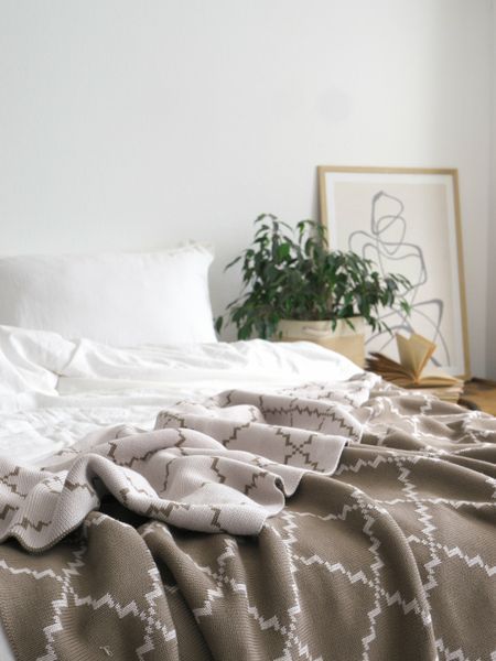Покривало бавовняне 150x200 LA MODNO DIAMOND Dark Beige-Beige (100% бавовна) бежеве 200177 фото
