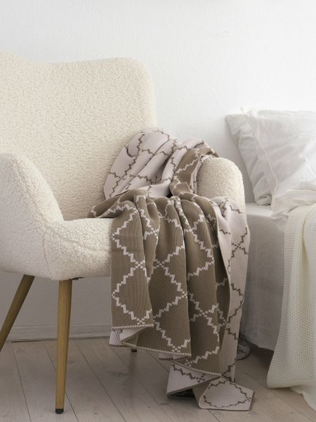 Покривало бавовняне 150x200 LA MODNO DIAMOND Dark Beige-Beige (100% бавовна) бежеве 200177 фото