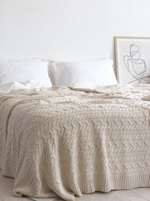 Покривало в'язане 170x240 LA MODNO GENOVA Vanilla Cream (50% бавовна, 50% акрил) ванільно-бежеве 200237 фото