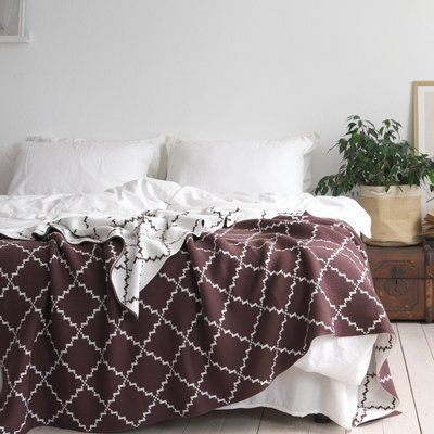 Покривало бавовняне 150x200 LA MODNO DIAMOND Brown-Ecru (100% бавовна) коричневе 200179 фото