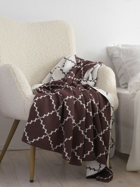 Покривало бавовняне 150x200 LA MODNO DIAMOND Brown-Ecru (100% бавовна) коричневе 200179 фото