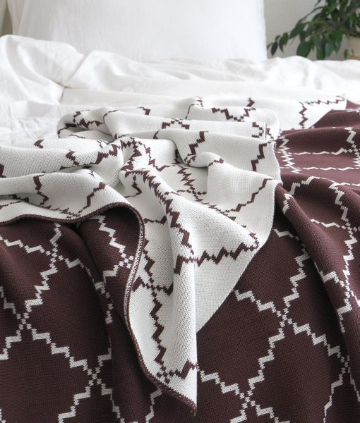 Покривало бавовняне 150x200 LA MODNO DIAMOND Brown-Ecru (100% бавовна) коричневе 200179 фото