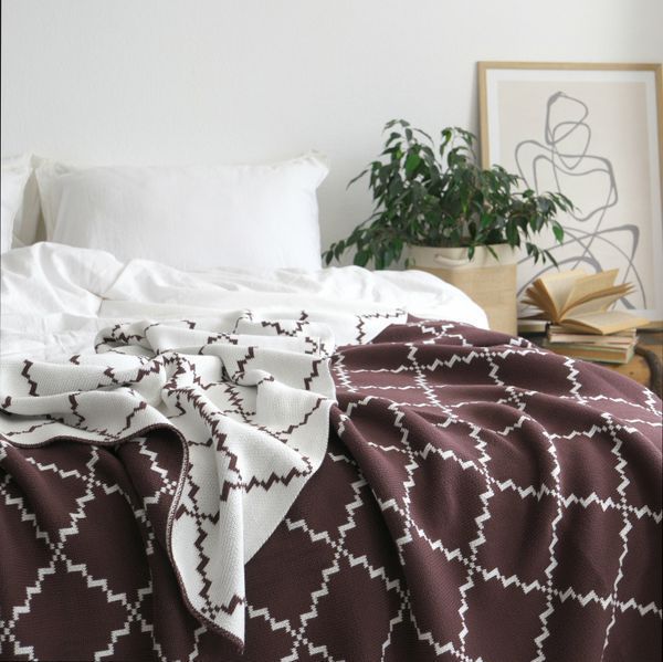 Покривало бавовняне 150x200 LA MODNO DIAMOND Brown-Ecru (100% бавовна) коричневе 200179 фото