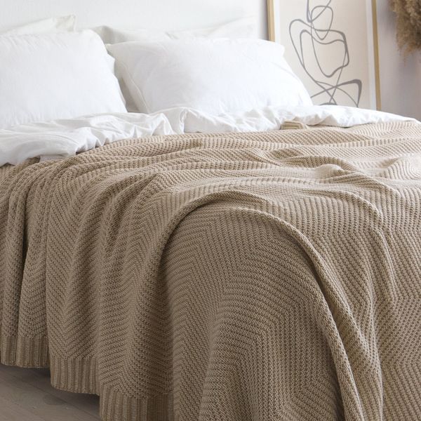 Покривало 220x240 LA MODNO WoolCotton Balance Champagne Beige (50% вовна, 50% бавовна) бежеве 200428 фото