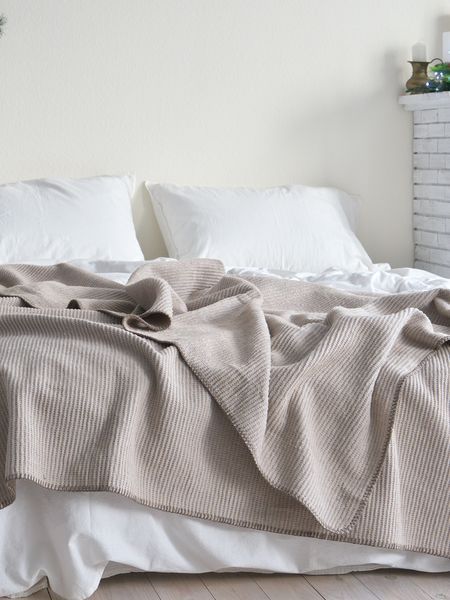 Покривало 200x220 LA MODNO GRAIN Beige (50% бавовна, 30% акрил, 20% поліестер) 200286 фото