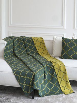 Покривало бавовняне 150x200 LA MODNO DIAMOND Green-Yellow (100% бавовна) зелене 200175 фото
