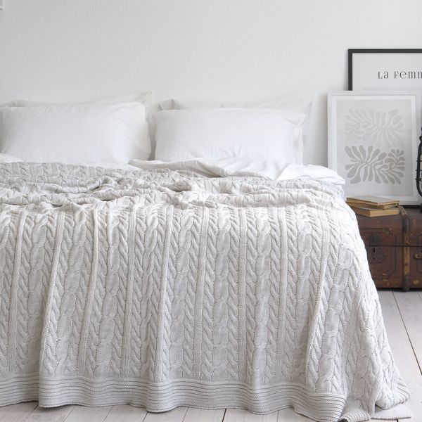 Покривало в'язане 170x240 LA MODNO Genova Natural Linen (50% бавовна, 50% акрил) лляне 200264 фото