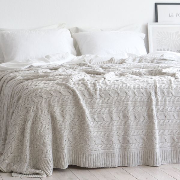 Покривало в'язане 170x240 LA MODNO Genova Natural Linen (50% бавовна, 50% акрил) лляне 200264 фото