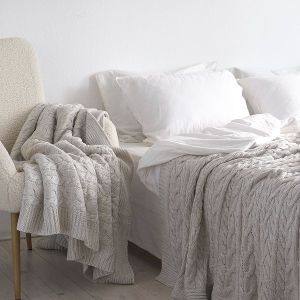 Покривало в'язане 170x240 LA MODNO Genova Natural Linen (50% бавовна, 50% акрил) лляне 200264 фото