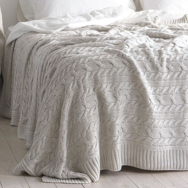 Покривало в'язане 170x240 LA MODNO Genova Natural Linen (50% бавовна, 50% акрил) лляне 200264 фото