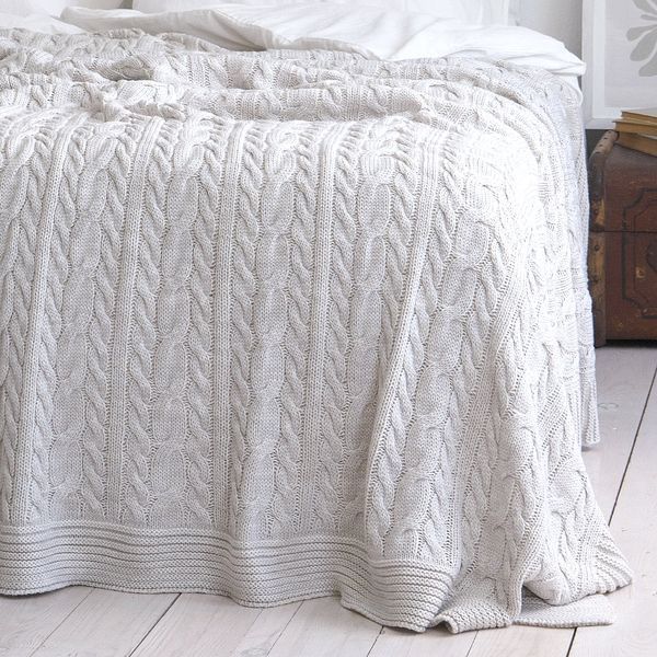 Покривало в'язане 170x240 LA MODNO Genova Natural Linen (50% бавовна, 50% акрил) лляне 200264 фото